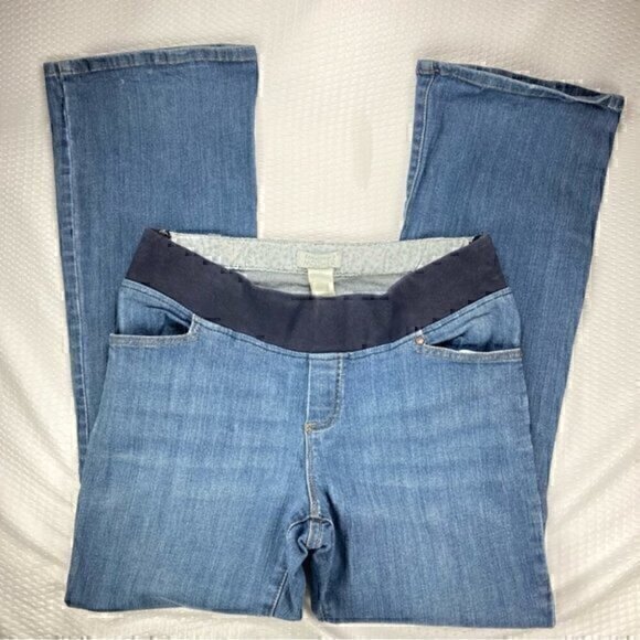 Tomorrows Mother Womens Maternity Jeans Size M Blue Mid Rise Panel Straight Leg - Picture 2 of 5